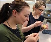 Simone Kempinger und Martina Rauchenzauner vom ZfG beim Verkosten